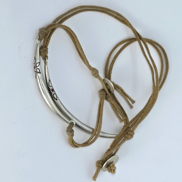 Me & Ro Ruby, Silver and Tan Cord Jewelry Set